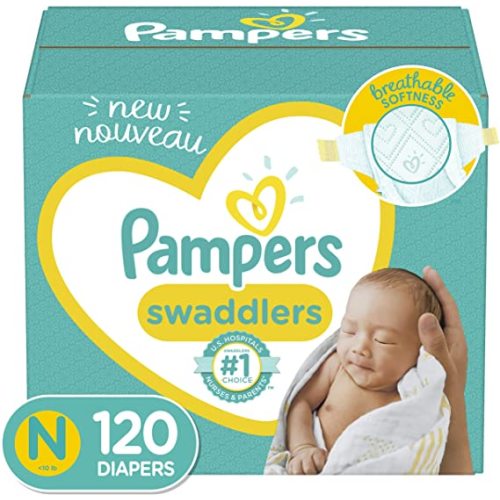 Baby Diapers Newborn/Size 0 (< 10 lb), 120 Count - Pampers Swaddlers, Giant Pack (Packaging May Vary) - Size 0 (120 Count)