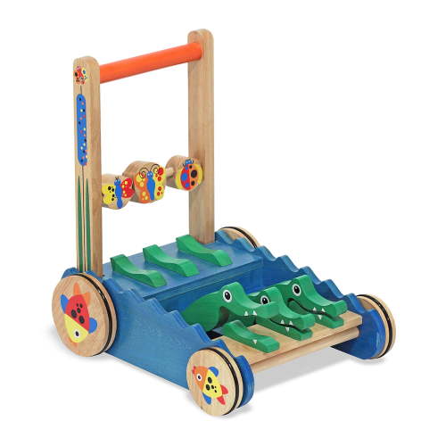 Melissa & Doug Deluxe Chomp and Clack Alligator Wooden Push Toy and Activity Walker for Toddlers