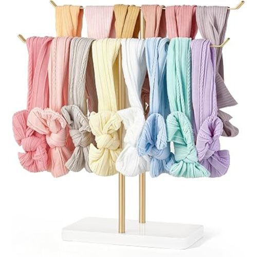 Mkono Headband Holder, 2 Tier Metal Hair Bow Organizer for Girls, Gold