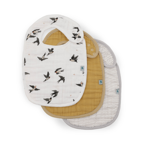 Organic Cotton Muslin Classic Bib 3 Pack - Swallows