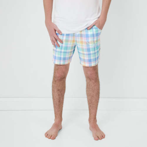 Pastel Plaid Men's Pajama Shorts