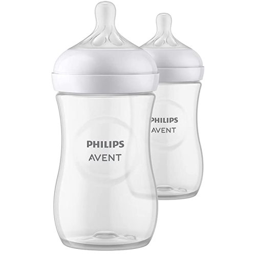 Philips AVENT Natural Baby Bottle with Natural Response Nipple, Clear, 11oz, 2pk, SCY906/02 - 2 Pack