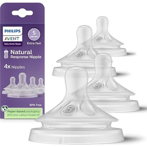 Philips Avent Natural Response Baby Bottle Nipples, Extra Fast Flow, 4-Pack