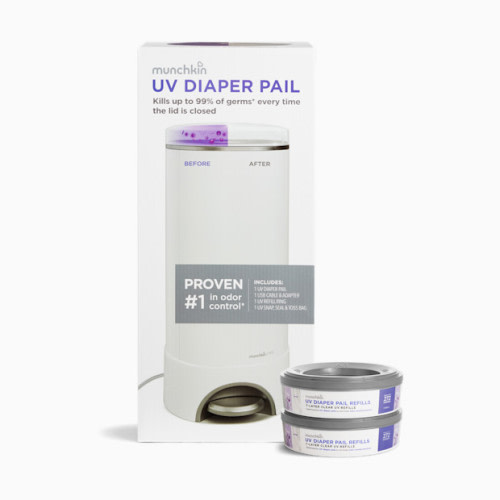 UV STEP Diaper Pail - White, Uv Diaper Pail + Refill Rings