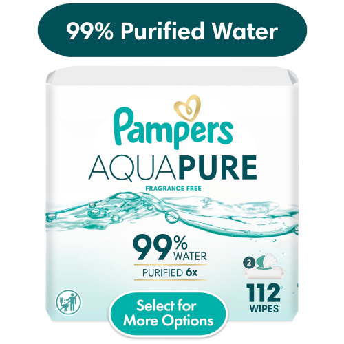 Pampers Aqua Pure Baby Wipes Unscented 99% Water Hypoallergenic Gentle Sensitive Skin 112 Count