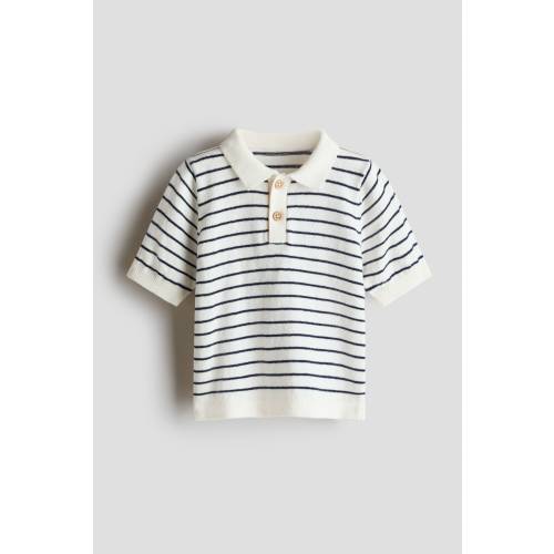 KNIT POLO SHIRT / White-blue striped / Size 12-18 months