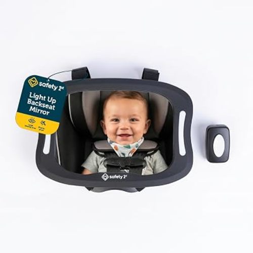 Safety 1st Light Up Baby Car Mirror, Pivoting Rear Facing Mirror, Black
