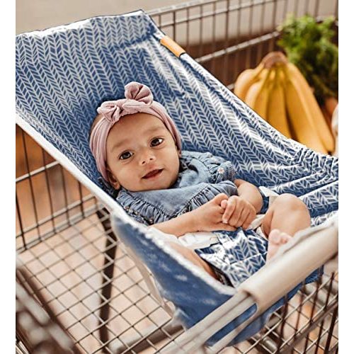 BINXY BABY Shopping Cart Hammock | The Original | Holds All Car Seat Models | Ergonomic Infant Carrier + Positioner (Blue Arrow)