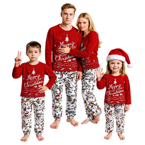 KHONTS Family Christmas Pajamas Matching Sets Long Sleeve Top and Pants Festive Xmas Outfits Soft Sleepwear with Pets Baby 12M
