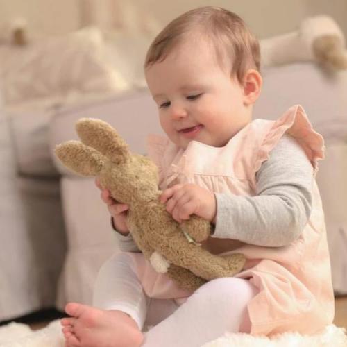Senger Organic Cotton Baby Rabbit, 9", Beige | Stuffed Animals- Blue Otter Toys