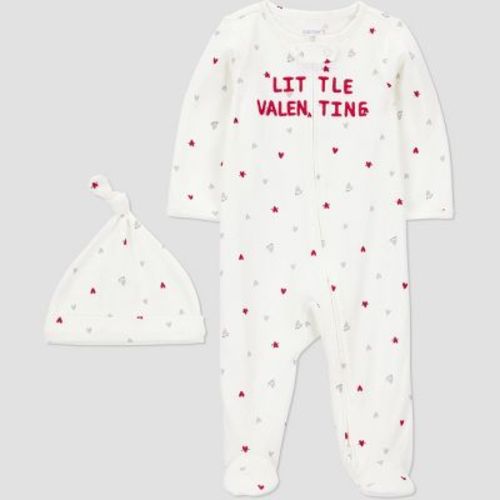 Carter's Just One You® Baby Boys' Little Valentine Sleep N' Play with Hat - White