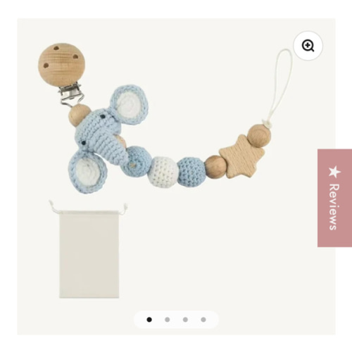 Elephant Crochet Pacifier Chain Clip - Blue
