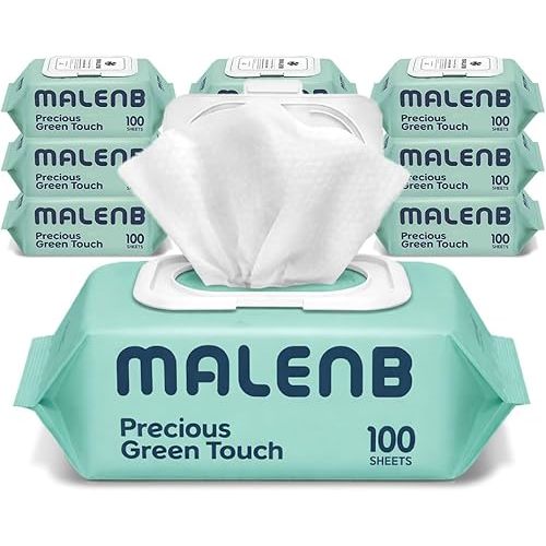 Sensitive Baby Wipes, Plenty of 10-Stage Purified Clear Water, Naturally Derived Ingredients, Unscented, Hypoallergenic, Korean Standard, 10 Flip-Top Packs (1000 Wipes Total) Green 55 gsm