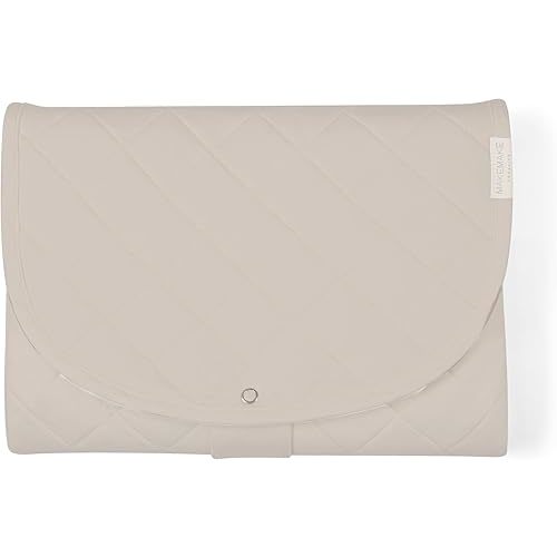 Organic Portable Changing Pad GOTS Certified Organic Cotton Fill Portable Diaper Changing Mat Diaper Clutch Changing Station Kit Compact Travel Pad (33"x34", Solid Taupe)