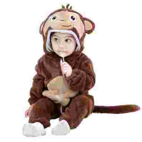 Ecqkame Newborn Baby Monkey Warmer Snowsuit Fleece Hooded Button Up Romper Cute Jumpsuit Soft Warm Pajamas for Baby Girls Boys with Monkey Tail Brown B 80 on Clearance
