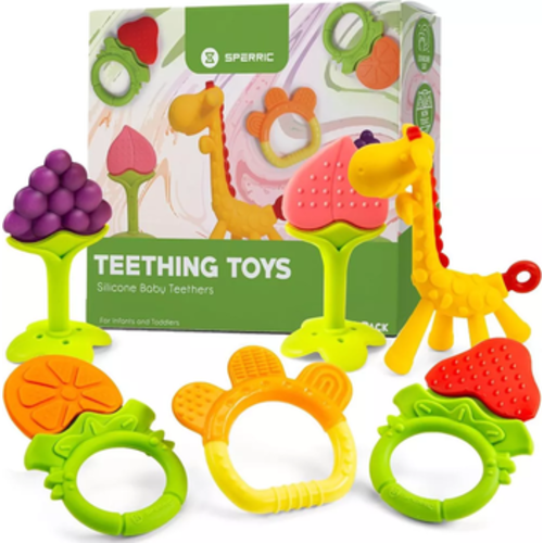 Silicone Baby Teethers Freezer Safe Gift Set, 6-Piece