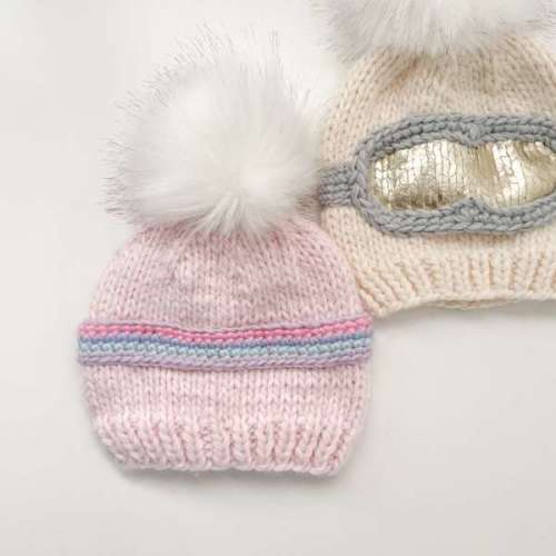 Ski Goggle Hand-Knit Hat, Pink, Lavender & Silver - The Blueberry Hill | Maisonette