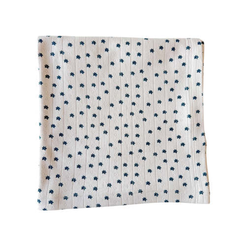 Blue Flower / Organic Pointelle Swaddle