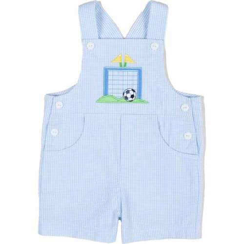 Check Seersucker Shortall With Soccer Goal - Florence Eiseman | Maisonette