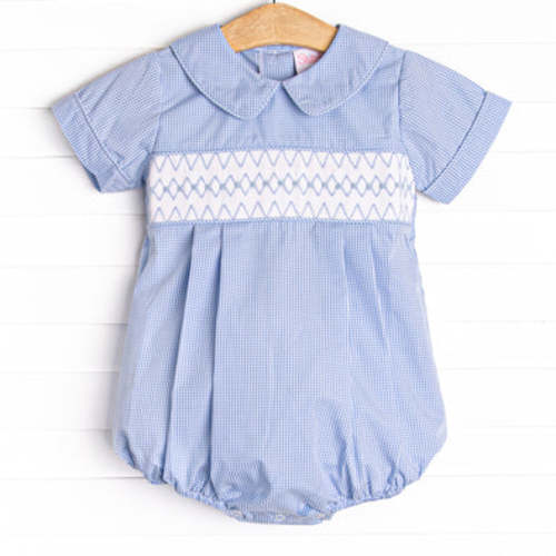 Sweet Spring Smocked Bubble, Blue – Stitchy Fish