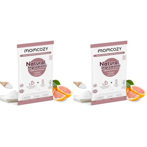 Momcozy Breast Pump Wipes for Parts Cleaning On-The-Go,30 Count (3 Packs)