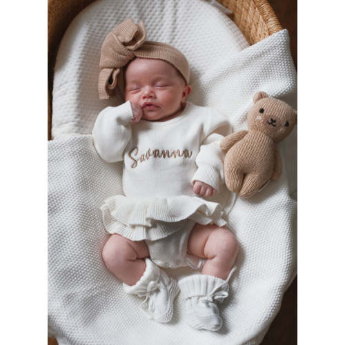 Tutu Knit Personalized Romper - Warm White – Sweet June
