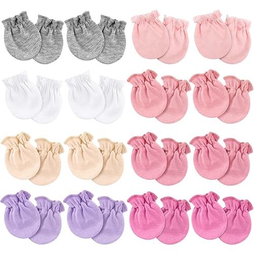 Newborn Baby Mittens No Scratch Cotton Elastic Wrist Gloves Infant Toddler Mittens for Baby Boy Girl 0-6 Months