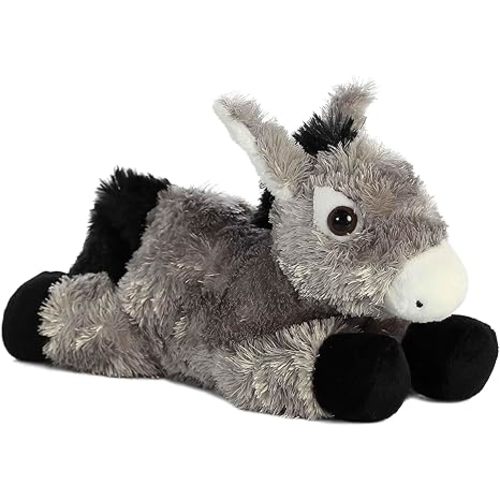 Aurora® Adorable Mini Flopsie™ Donkey Stuffed Animal - Mini Companions Ready for Playful Adventures - for Kids All Ages, Toddlers, Adults, and Families - Gray 8 Inches