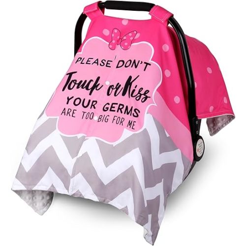 Metplus 2 in 1 Writing Style Baby Car Seat Cover, Car Seat Canopy for Babies, Mom Multiuse Nursing Cover, Minky Baby Carrier Covers, Newborn Boy Girl, Peekaboo Opening