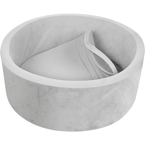 TRENDBOX Foam Ball Pit for Toddlers, 35x11 inch Soft Baby Ball Pit with Washable Velvet Cover (Balls not Included)- Grey