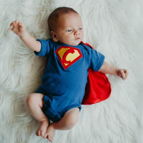 Personalized Superhero Baby Bodysuit with Hero Cape | Custom Embroidered Snap Suit