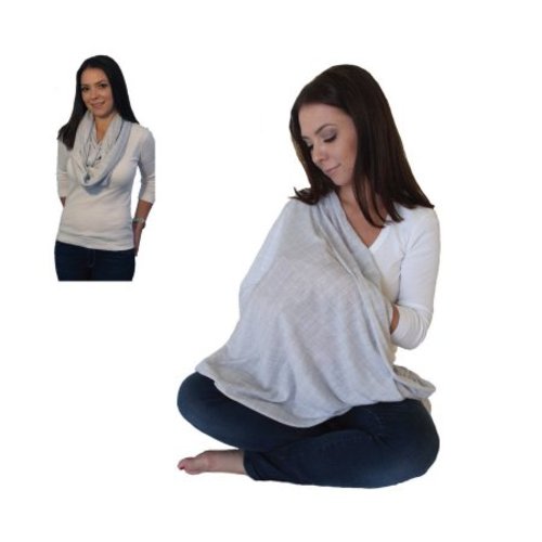 LK Baby Infinity Nursing Scarf Nursing Cover for Breastfeeding Privacy Stylish High Quality 100% Free of AZO and Harmful Chemicals Safe for Baby in Heather Grey