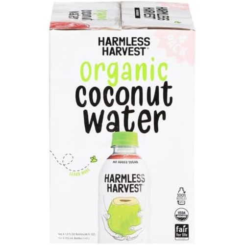 Harmless Harvest Organic Coconut Water, Original, 12 Fl Oz (Pack of 4)