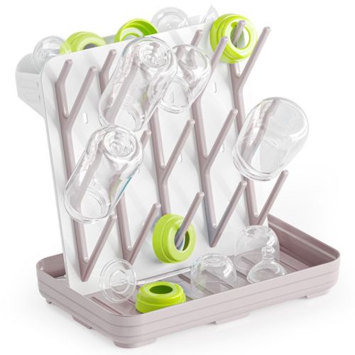 Baby Bottle Drying Rack with 20 Hooks – Space-Saving Vertical Bottle Holder Organizer for Countertop