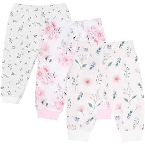 Baby Jogger Pants 3-Pack for Boys & Girls, Newborn Leggings, Unisex Baby Clothes, Soft Baby Lounge Pants