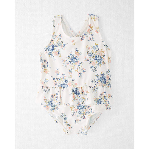 Vintage Floral Print Baby Recycled Ruffle Swimsuit