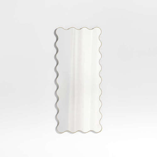 Waveland 24" Brass Metal Full-Length Scalloped Wavy Wall Mirror