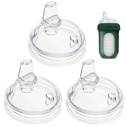 3 Pack Replacement Silicone Spout Compatible with Boon Nursh Silicone Sippy Cup Lid, Clear Bottle Nipple Smooth Transition Spout for Sippy Cups, BPA-Free, No Spill Anti-Colic, for 6+ Months