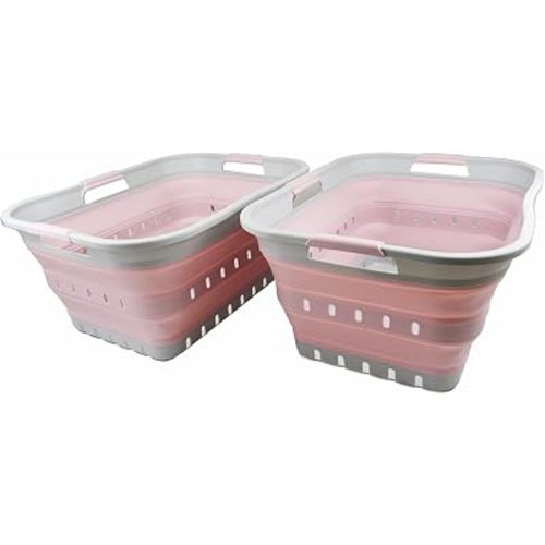 SAMMART 42L(11 gallons) Collapsible Plastic Laundry Basket - Foldable Pop Up Storage Container/Organizer - Portable Laundry Hamper- Space Saving Outdoor