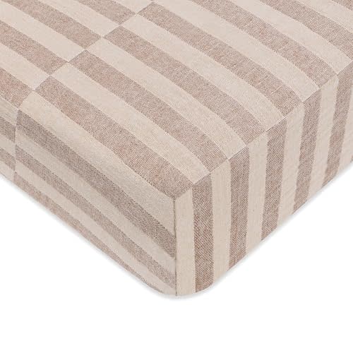 Babyletto 100% Organic Cotton Crib Sheet, GOTS-Certified, Fitted 360°, Ultra-Soft and Breathable Muslin - Cocoa Offset Stripe
