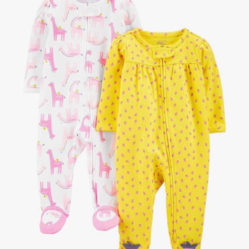 Simple Joys by Carter's Baby Girls' Cotton Footed Sleep and Play, Pack of 2