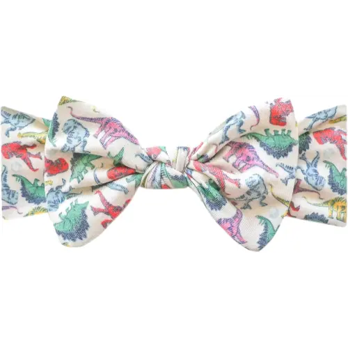 Copper Pearl Baby Stretchy Soft Knit Headband Bow Dinosaurs of Jurassic Park