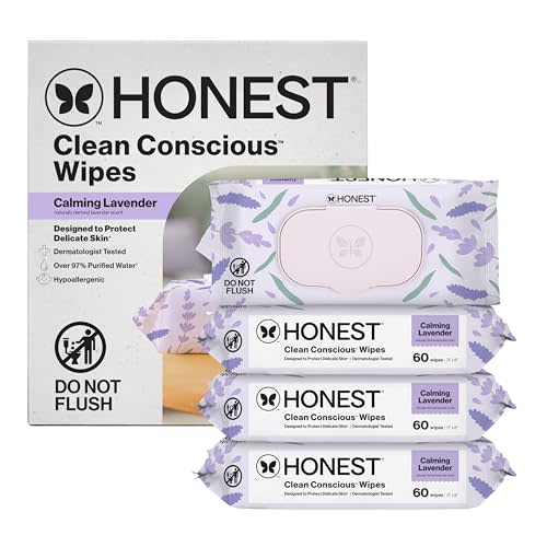 The Honest Company Calm and Cleanse Naturally Scented Wipes, Cleansing, Multi-Tasking, 99% Water Plant Based, Hypoallergenic, Lavender, 240 Count