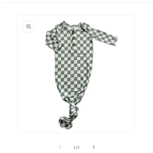 Knotted Baby Gown - Jade Checker