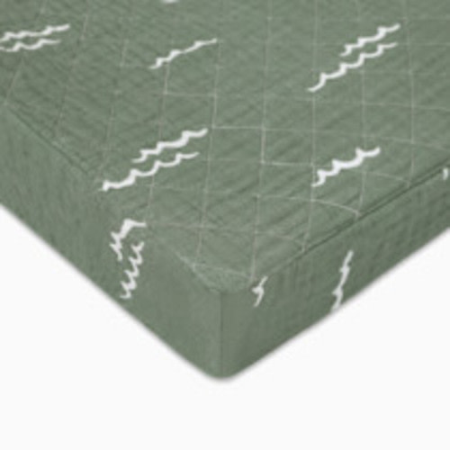 babyletto Quilted Changing Pad Cover in GOTS Certified Organic Muslin Cotton - Ocean Waves
