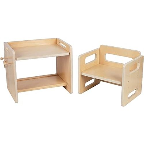 Montessori Weaning Table and Chair Set - Adjustable Design for Toddlers, Ideal for Mealtime, Learning, and Play