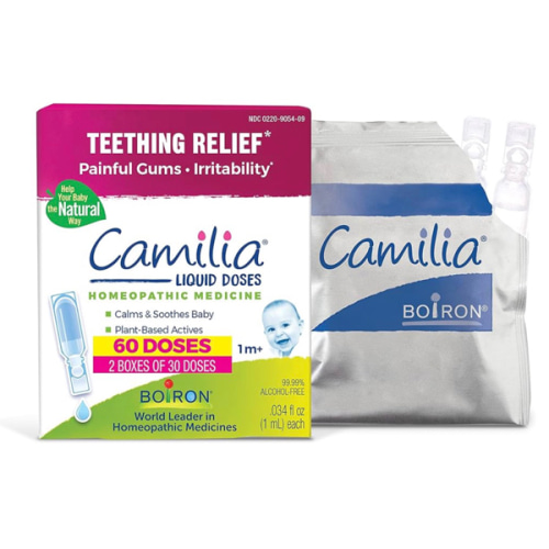 Boiron Camilia Teething Drops for Daytime and Nighttime Relief of Painful or Swollen Gums and Irritability in Babies - 60 Count