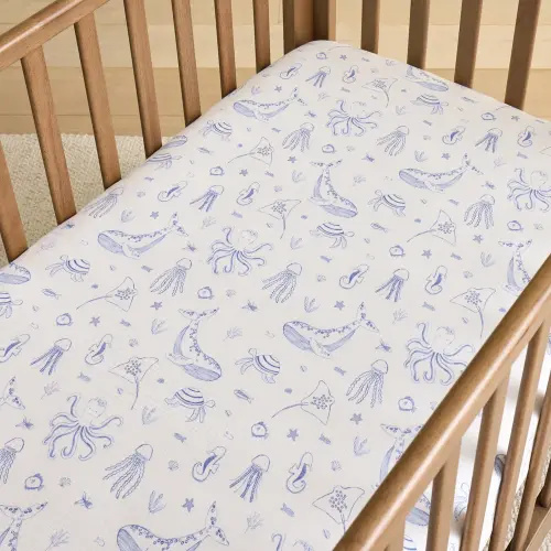 Adairs Kids - Ocean Lullaby Sea Friends Blue Fitted Sheets Pack of 2 | Adairs