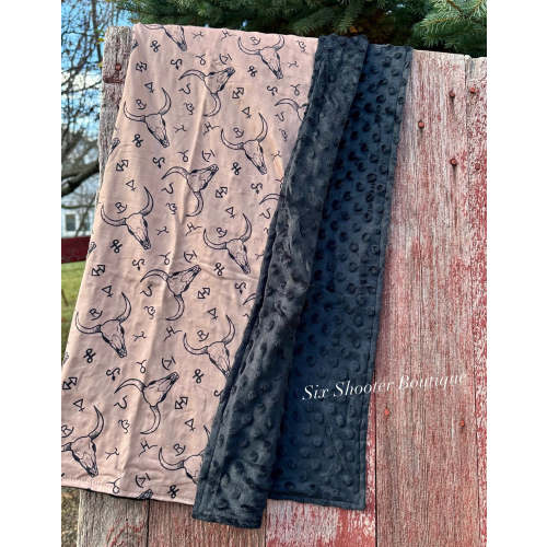 Cowskull brand baby Minky blanket