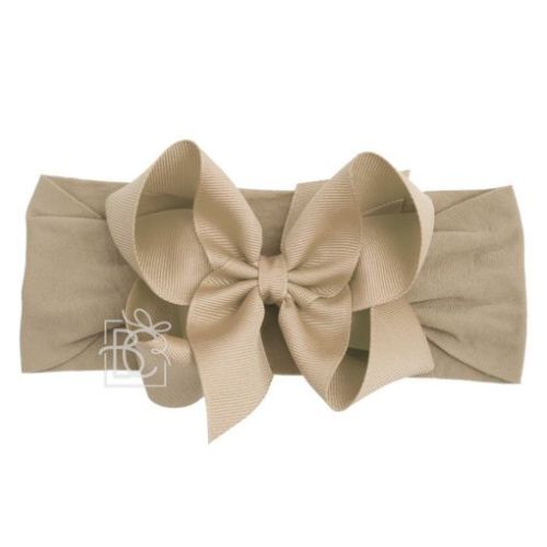Large Pantyhose Headband With Classic Grosgrain Bow
